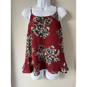 Maeve Anthropologie Womens Zebella Silk Tank Top 10 Maroon Boho Festival Floral